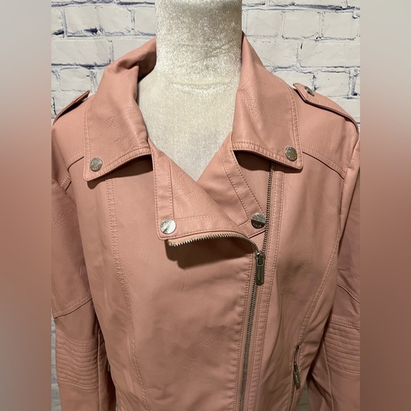 Guess Pink Vegan Leather Motorcycle Jacket - XL - Picture 4 of 8